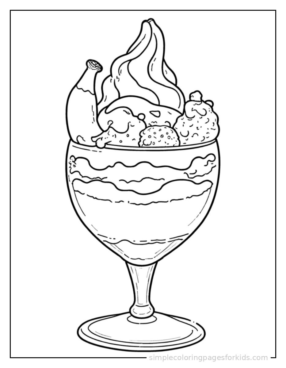 Printable ice cream coloring page for kids