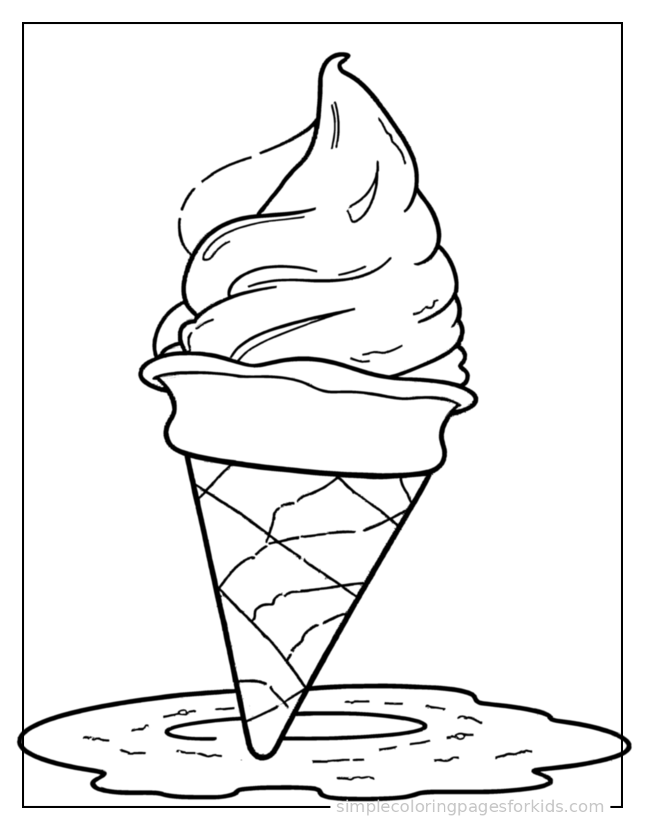 Printable ice cream coloring page for kids