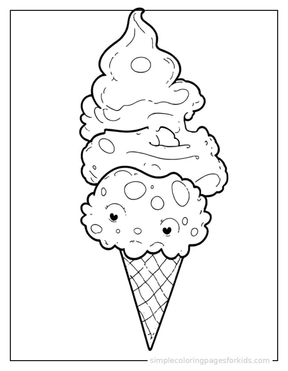 Printable ice cream coloring page for kids