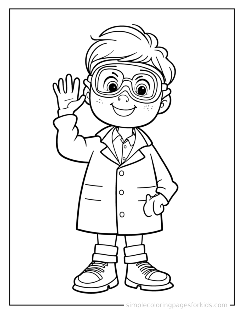 Scientist Wearing Safety Goggles And A Lab Coat Coloring Pages