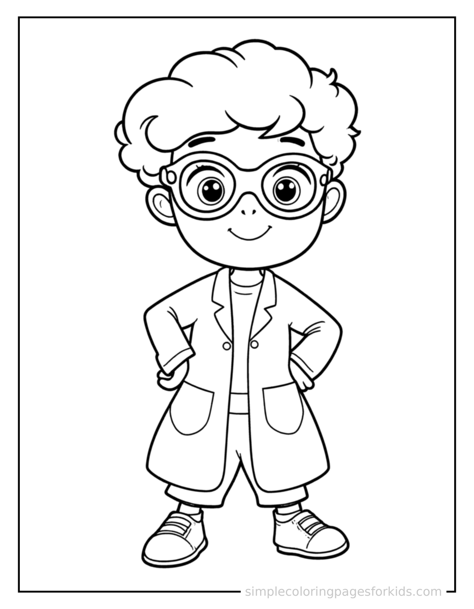 Proud Scientist Wearing Safety Goggles And A Lab Coat Coloring Page