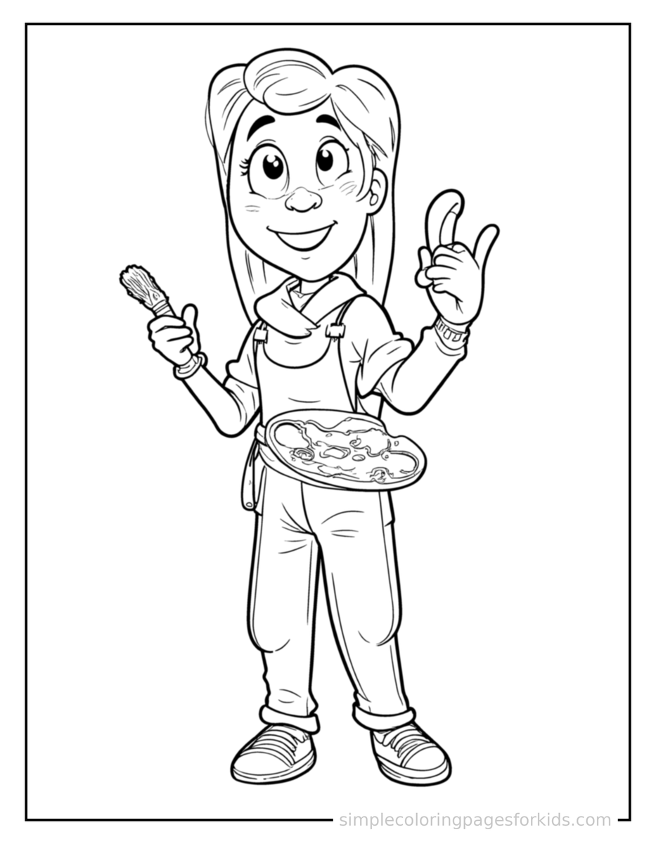 Artist Holding A Paintbrush And Palette Coloring Pages