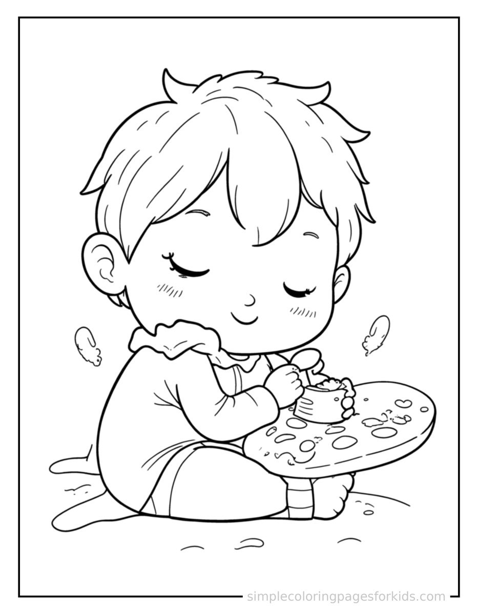 Sleepy Artist Holding A Paintbrush And Palette Coloring Page