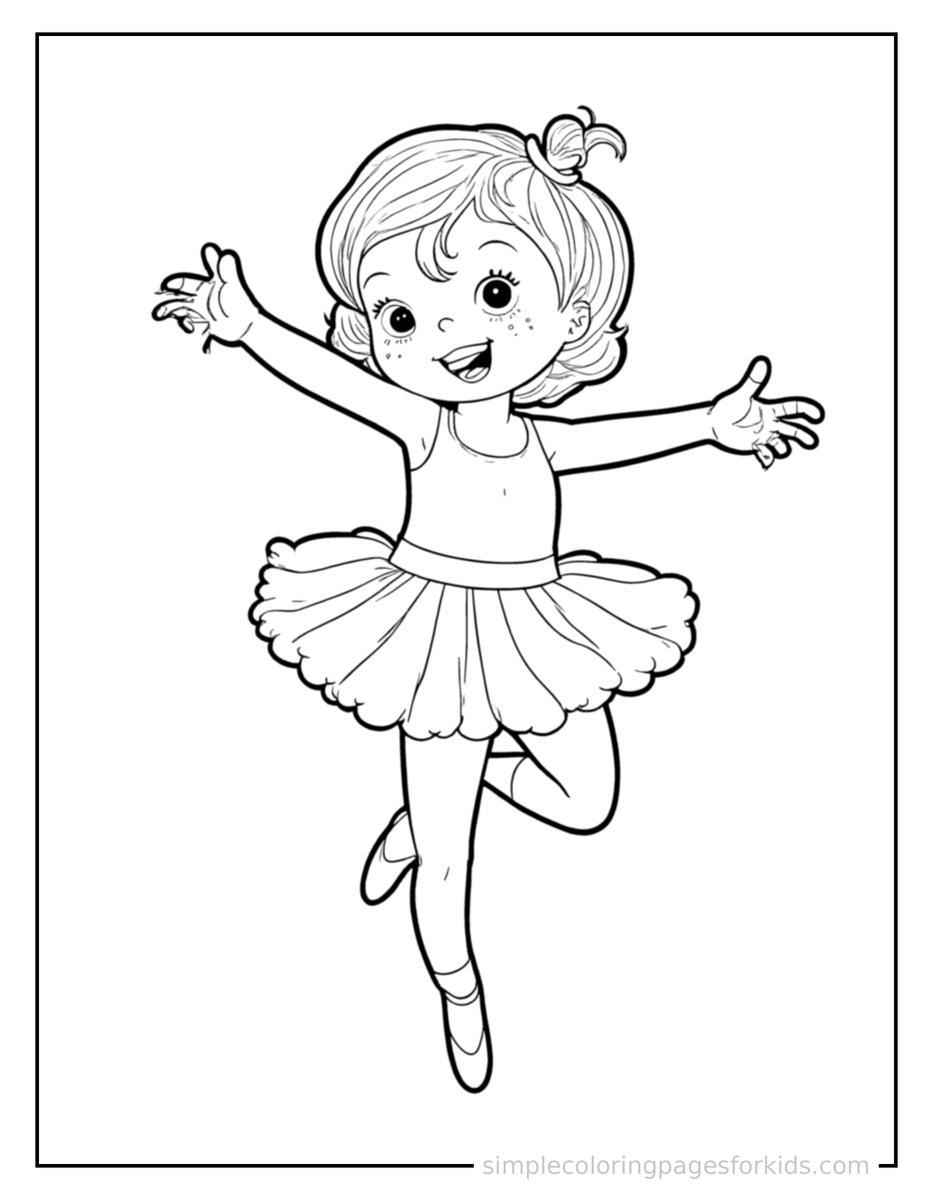 Jumping Ballet Dancer In A Tutu Coloring Page