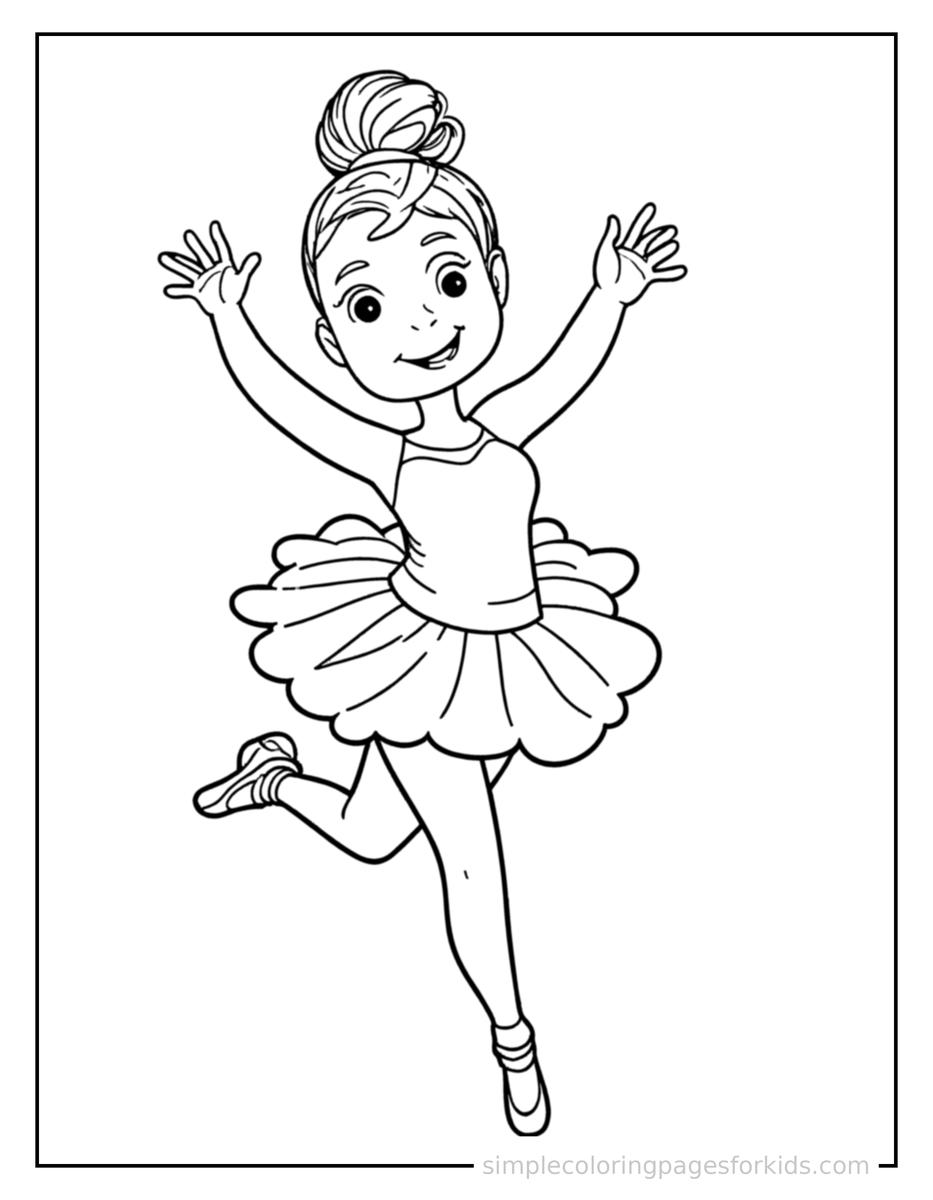 Running Ballet Dancer In A Tutu Coloring Page