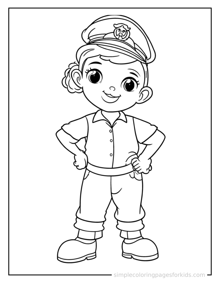 Proud Airplane Pilot Wearing A Captain’S Hat Coloring Page