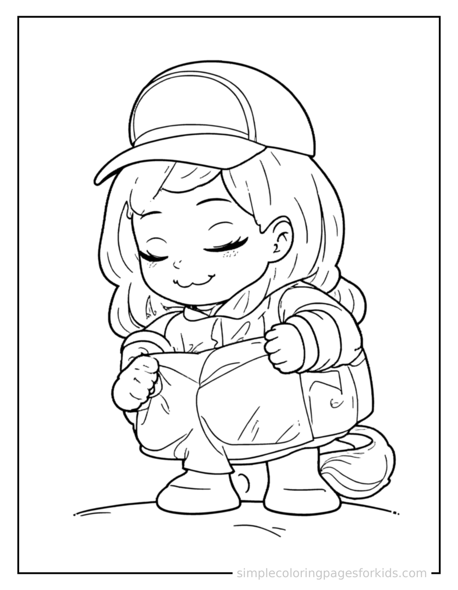 Sleepy Mail Carrier Holding A Mailbag Coloring Page