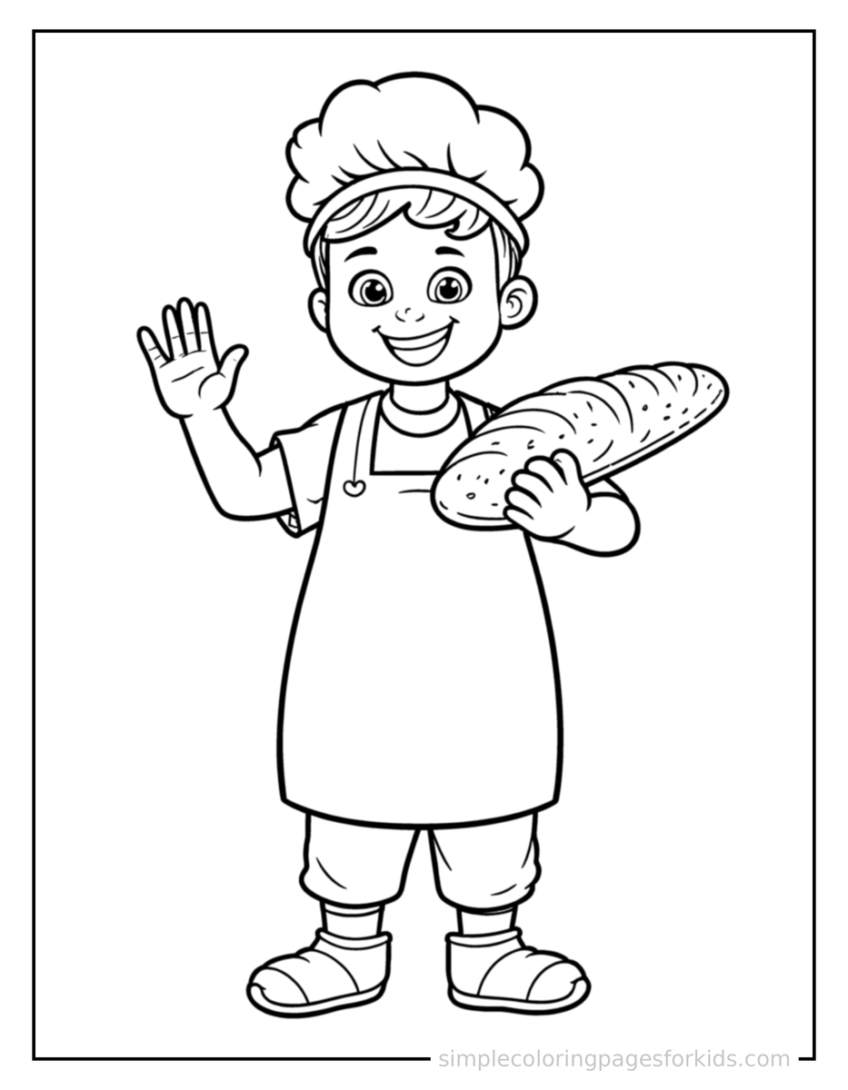 Baker Holding A Fresh Loaf Of Bread Coloring Pages
