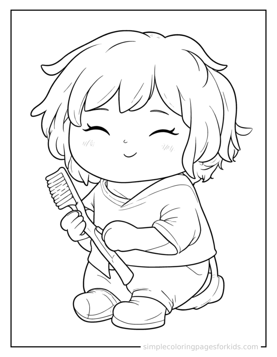 Sleepy Dentist Holding A Toothbrush Coloring Page