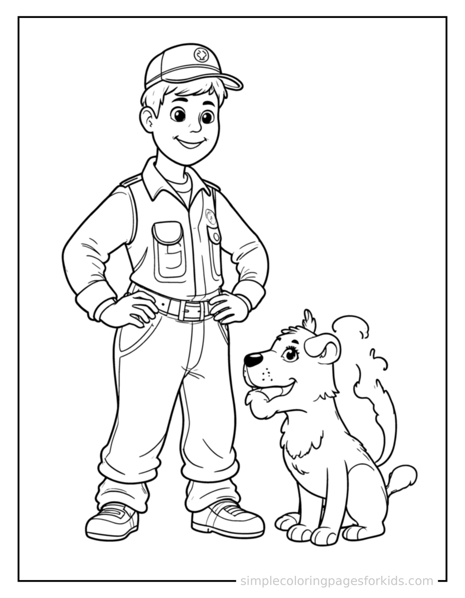 Proud Zookeeper Feeding A Friendly Animal Coloring Page