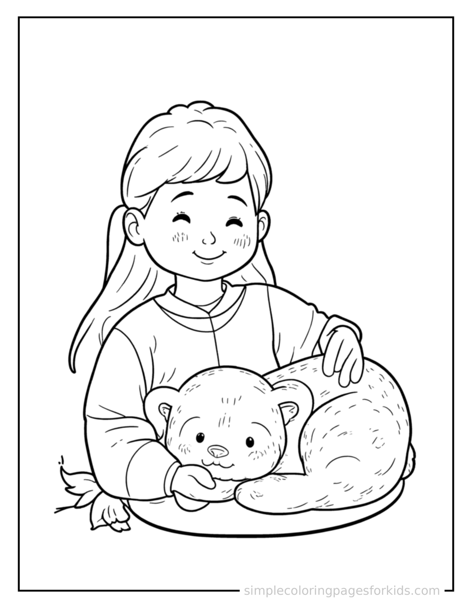 Sleepy Zookeeper Feeding A Friendly Animal Coloring Page