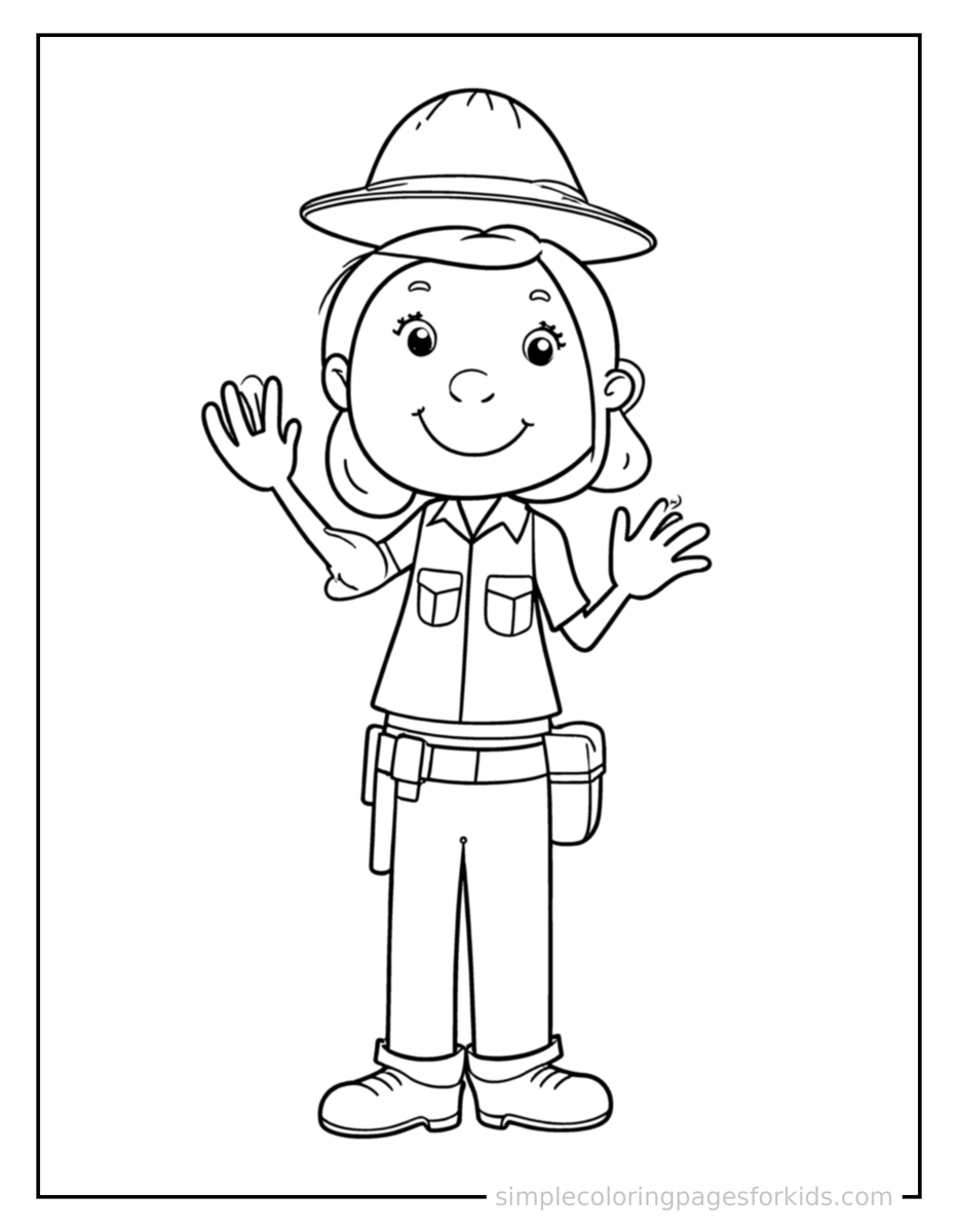 Park Ranger Wearing A Ranger Hat Coloring Pages