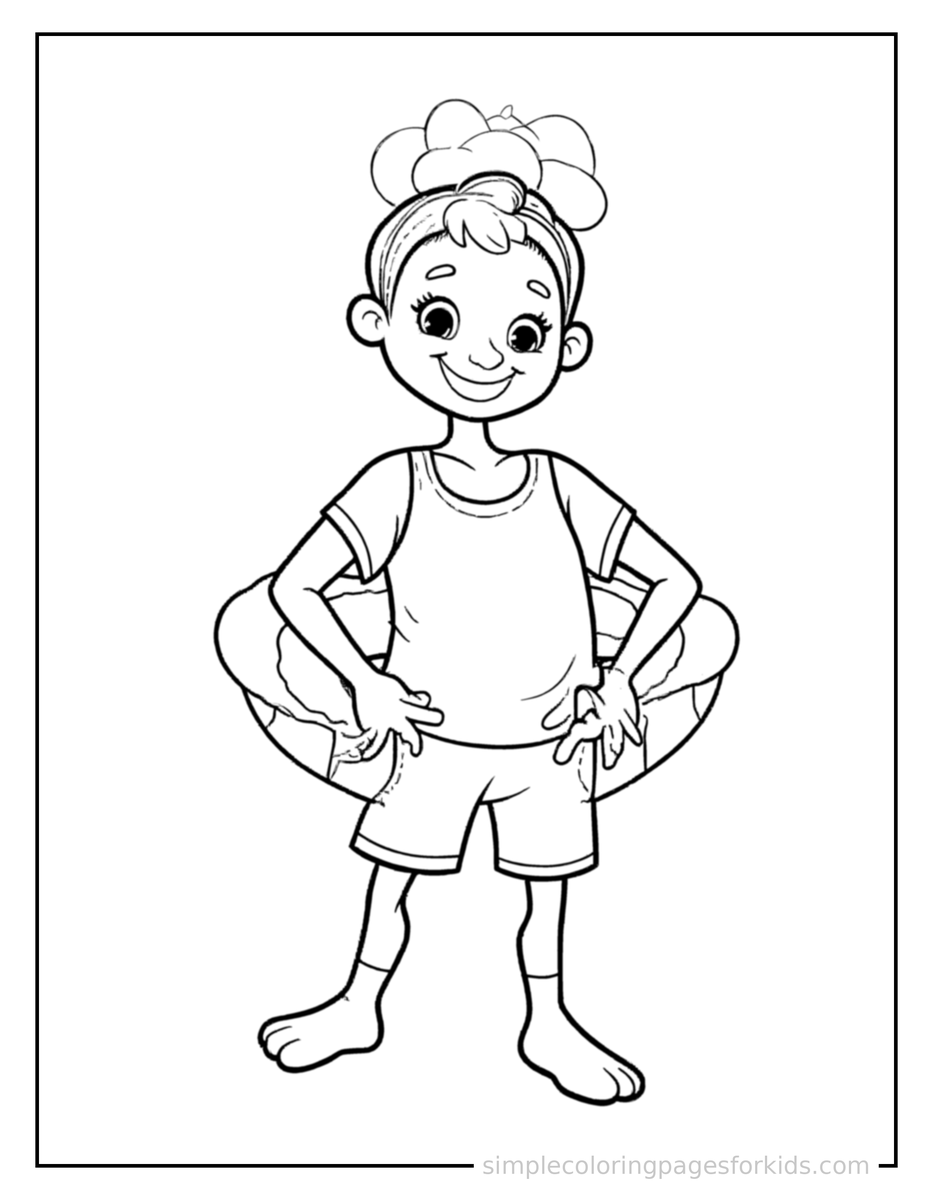 Proud Lifeguard Holding A Rescue Float Coloring Page