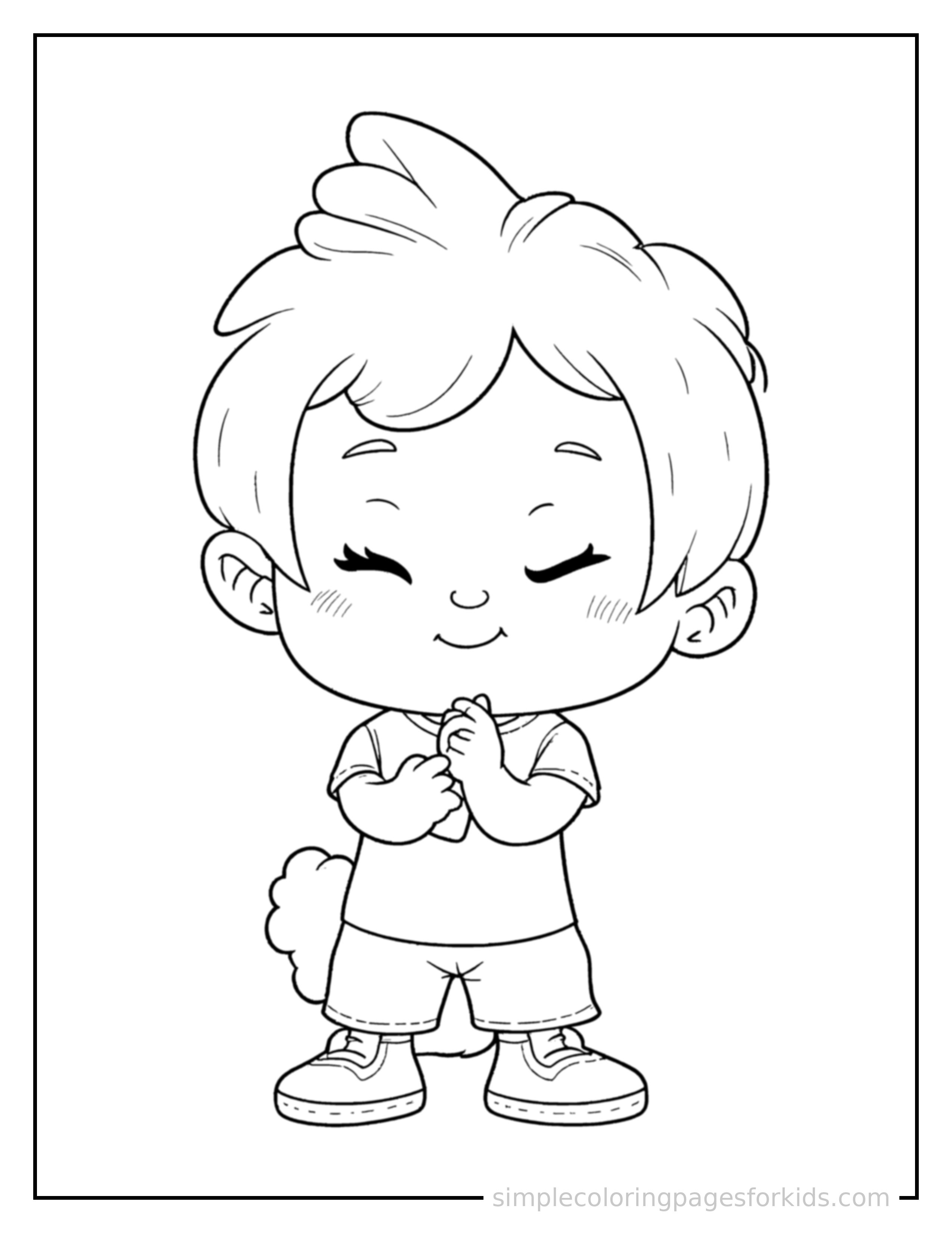 Free printable sports coach holding a whistle coloring page featuring a cute sports coach holding a whistle curled up fast asleep, peaceful smile, one eye scrunched shut, hands tucked under the chin.
