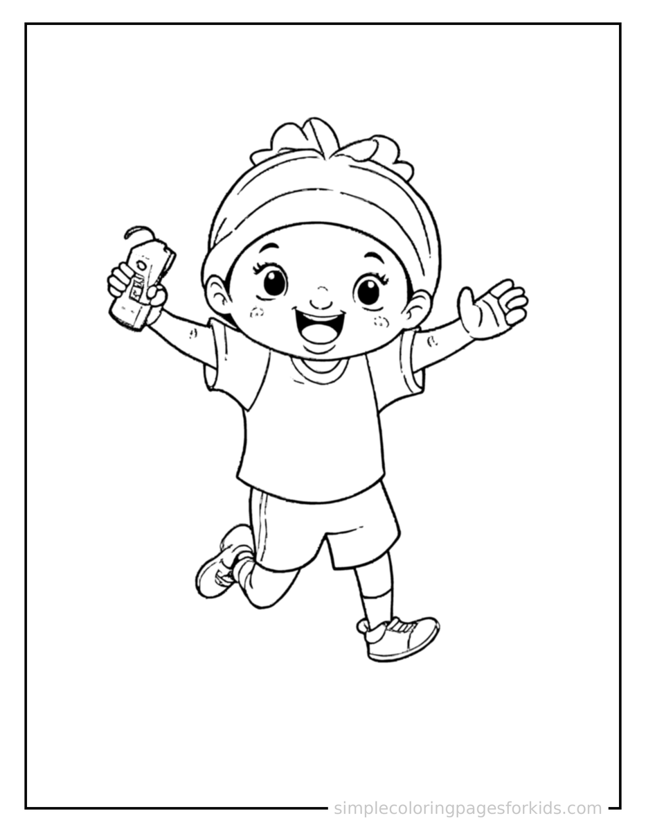 Jumping Sports Coach Holding A Whistle Coloring Page