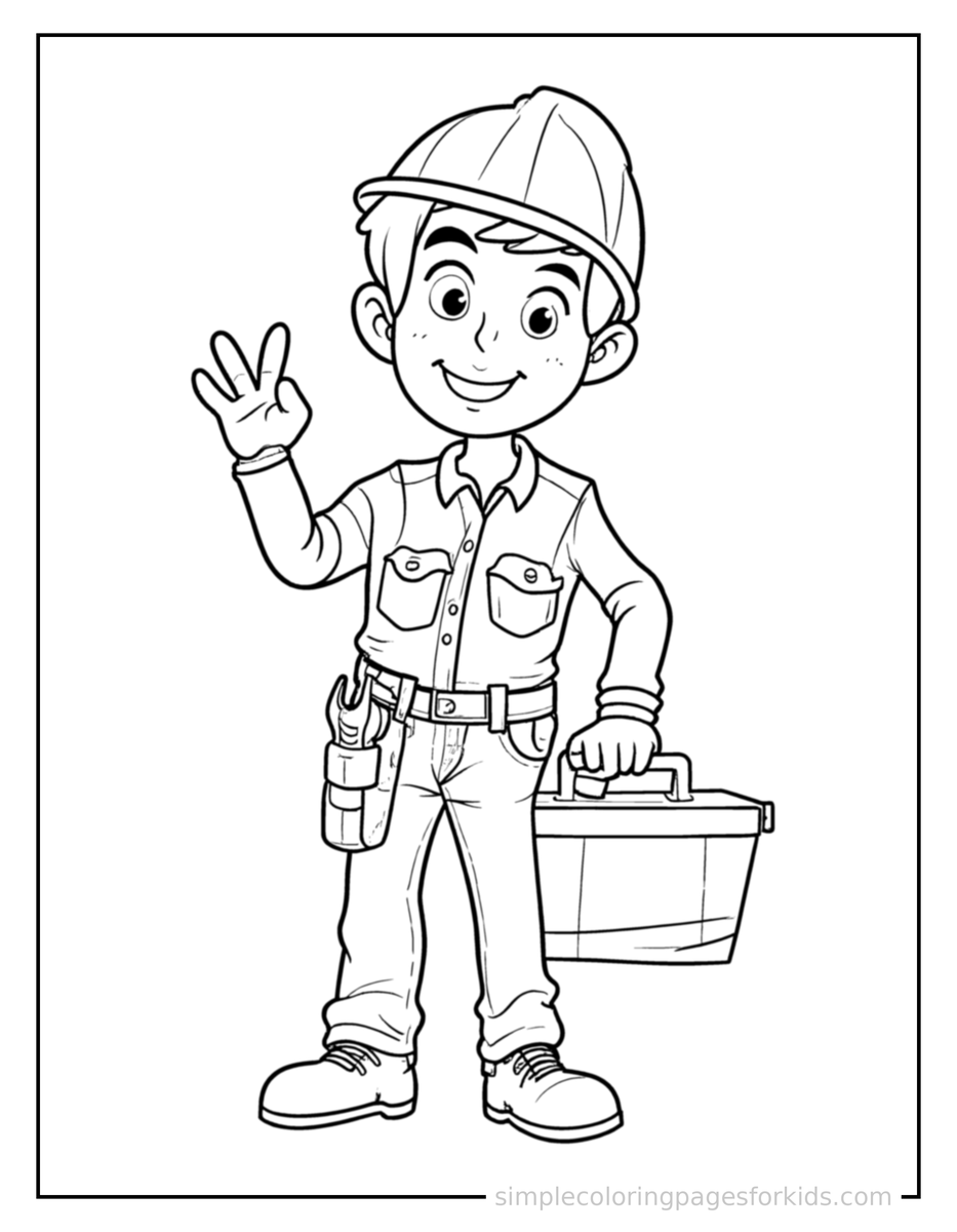Electrician Holding A Toolbox Coloring Pages