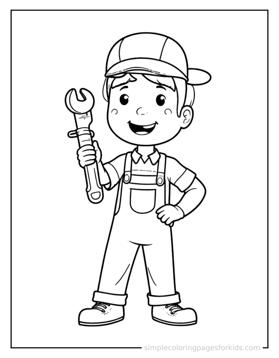 Plumber Holding A Wrench Coloring Pages
