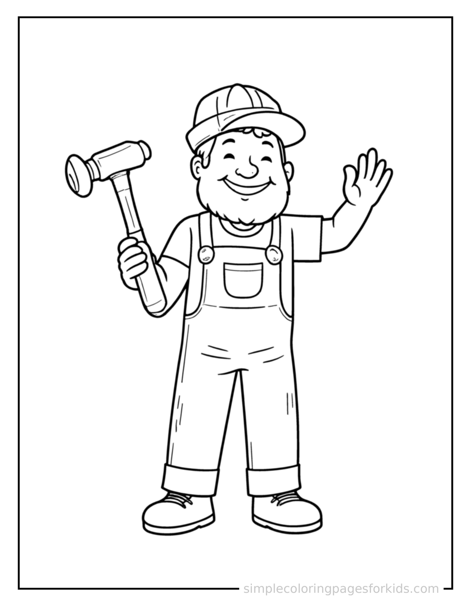 Carpenter Holding A Hammer Coloring Pages
