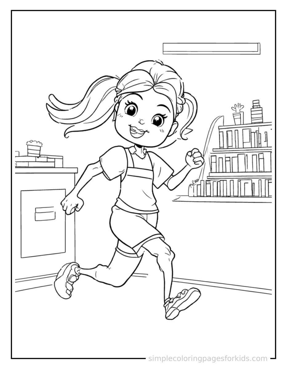 Running Cashier At A Checkout Counter Coloring Page