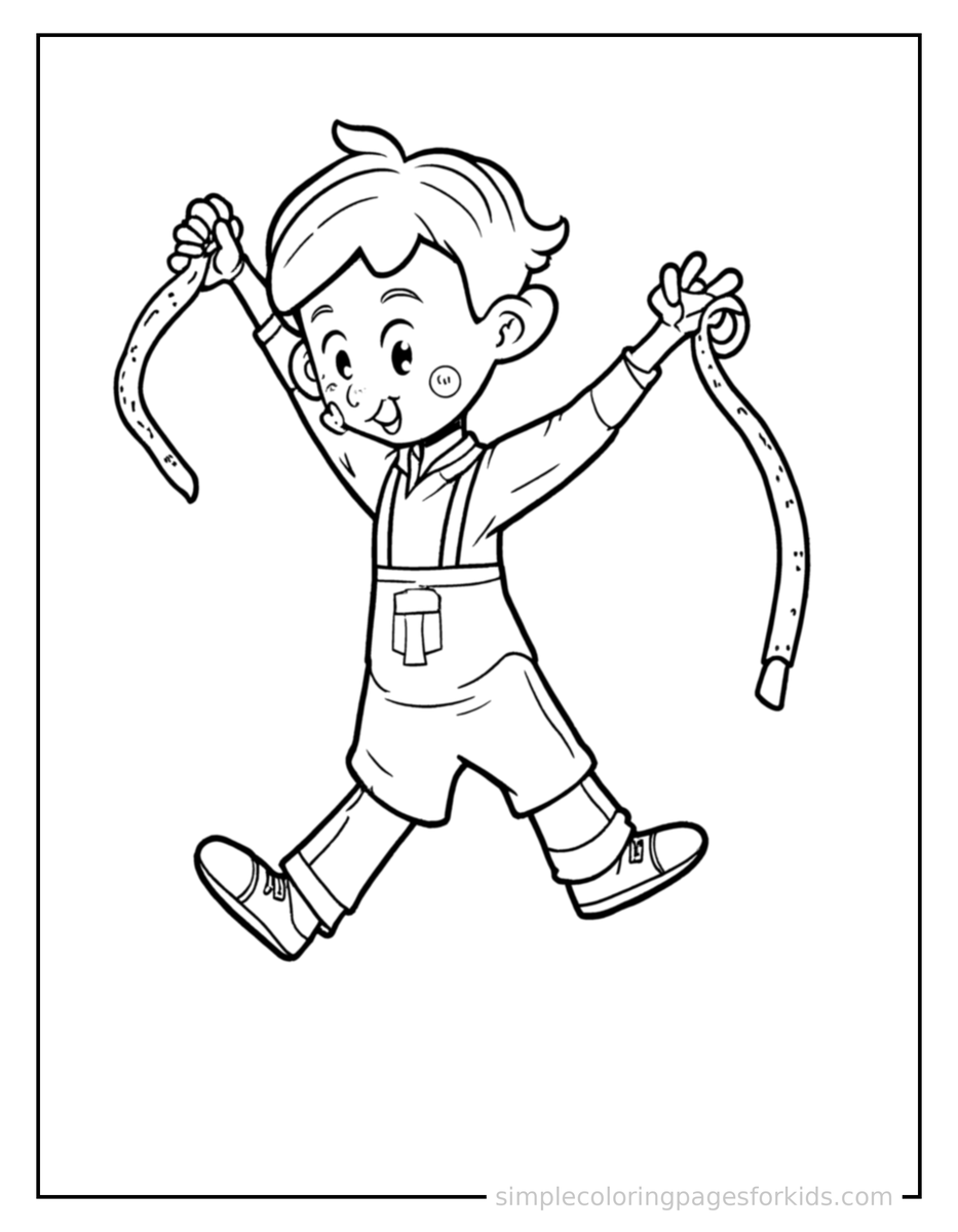 Jumping Tailor Holding A Measuring Tape Coloring Page