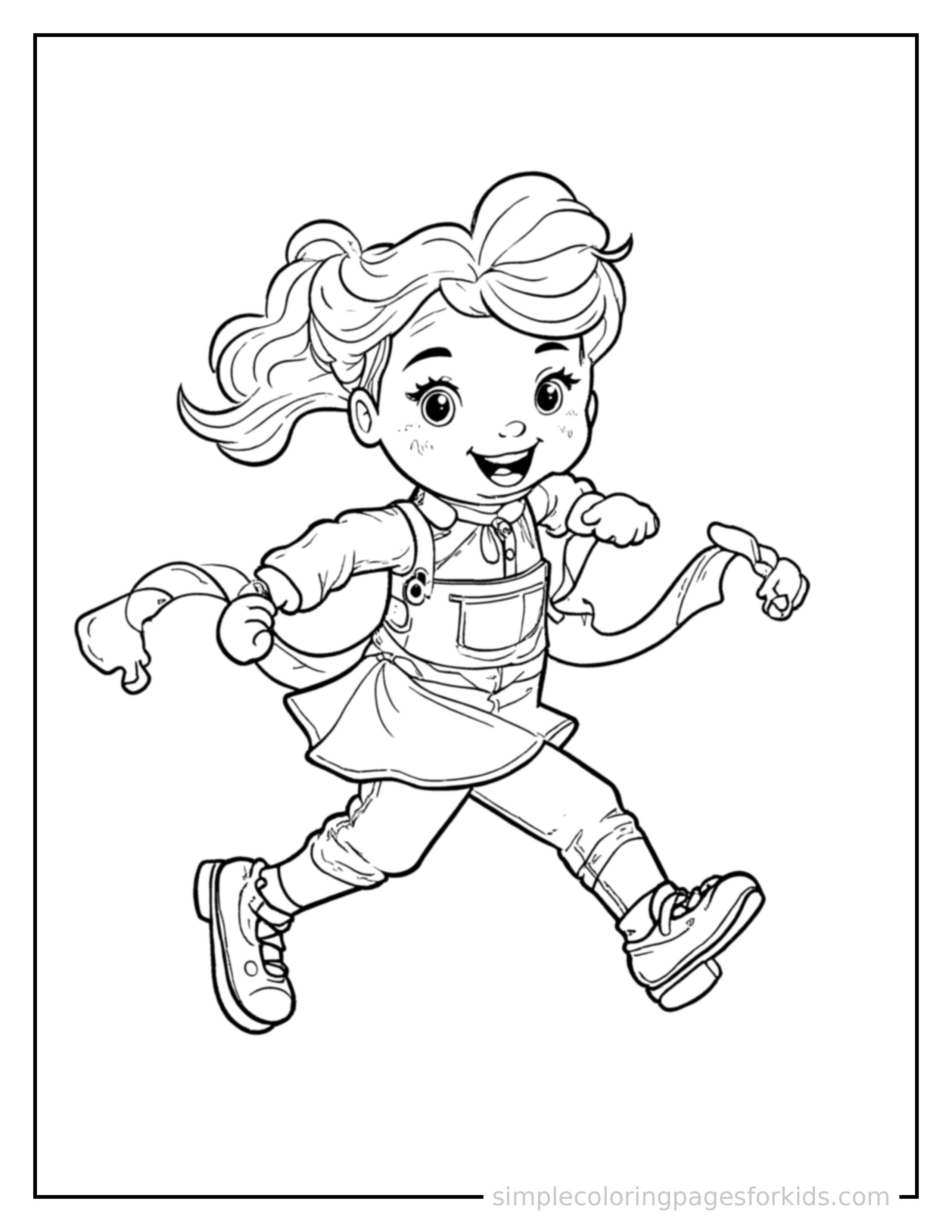Free printable tailor holding a measuring tape coloring page featuring a cute tailor holding a measuring tape running forward at full speed, arms pumping, big happy grin.