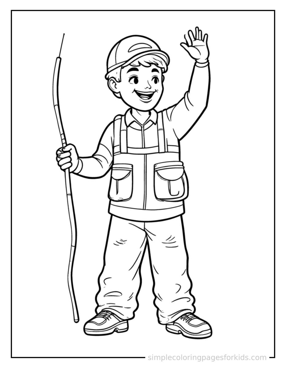 Fisherman Holding A Fishing Rod Coloring Pages