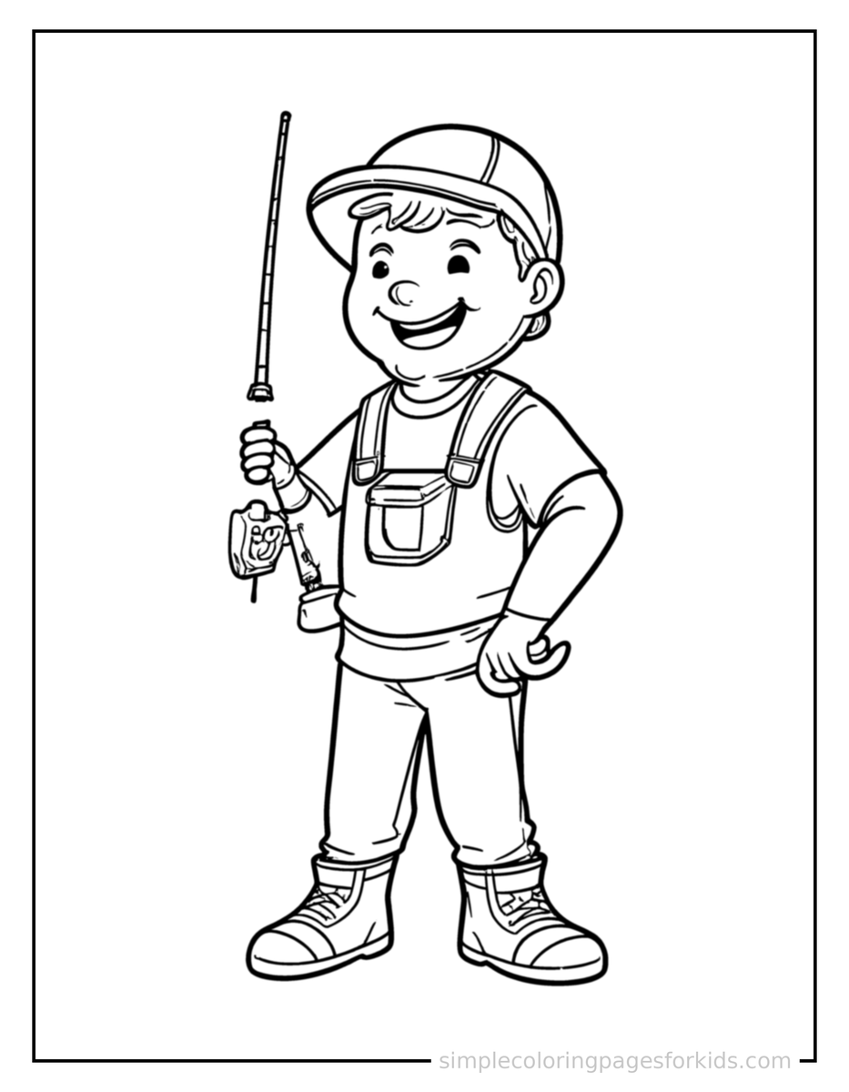 Proud Fisherman Holding A Fishing Rod Coloring Page