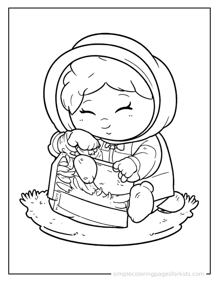 Sleepy Beekeeper Holding A Honeycomb Frame Coloring Page