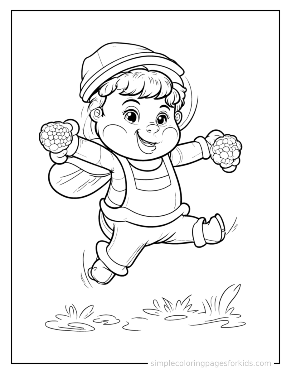 Jumping Beekeeper Holding A Honeycomb Frame Coloring Page