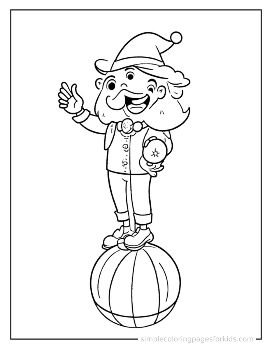 Circus Performer Balancing On A Ball Coloring Pages