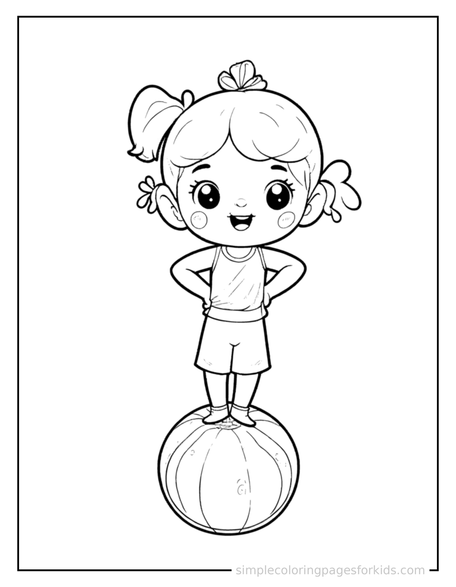 Proud Circus Performer Balancing On A Ball Coloring Page
