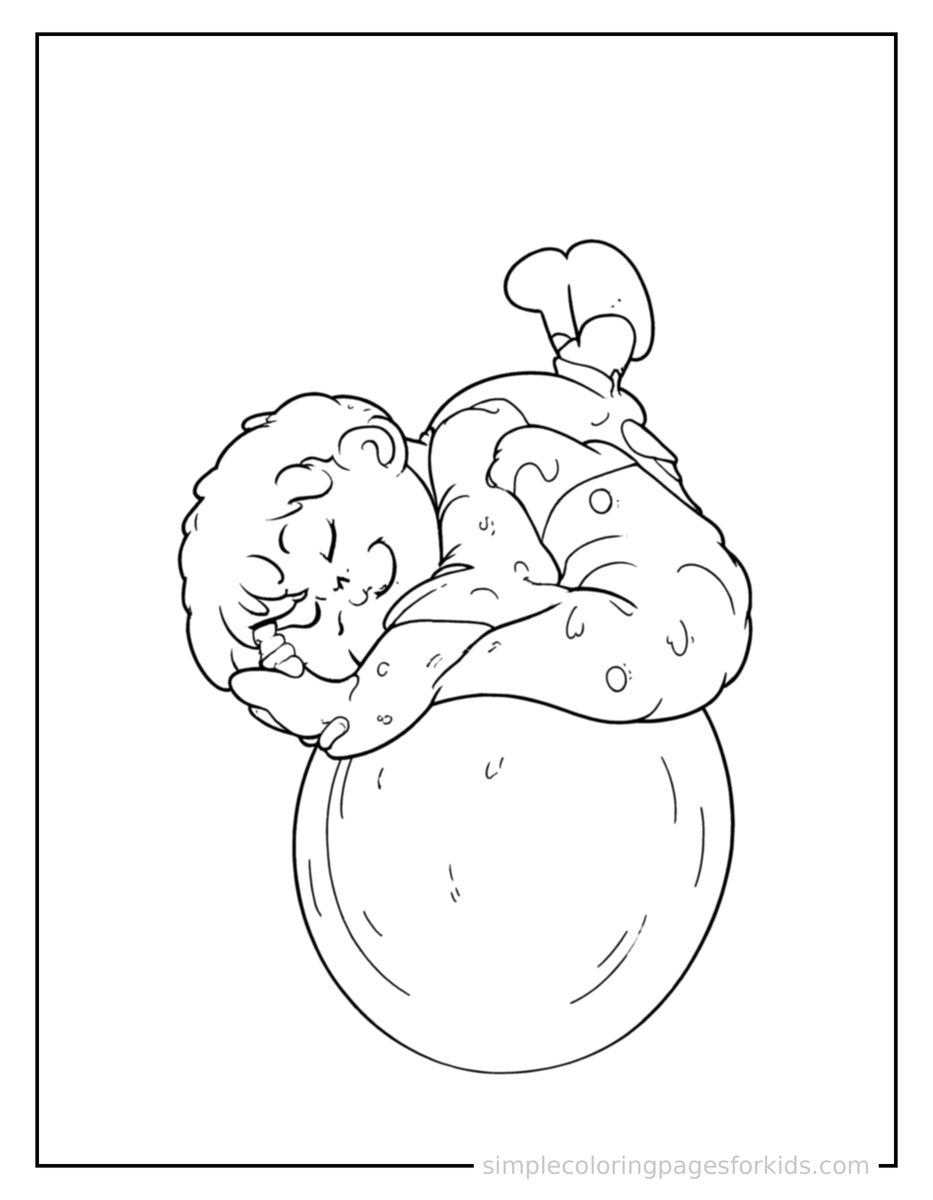 Sleepy Circus Performer Balancing On A Ball Coloring Page