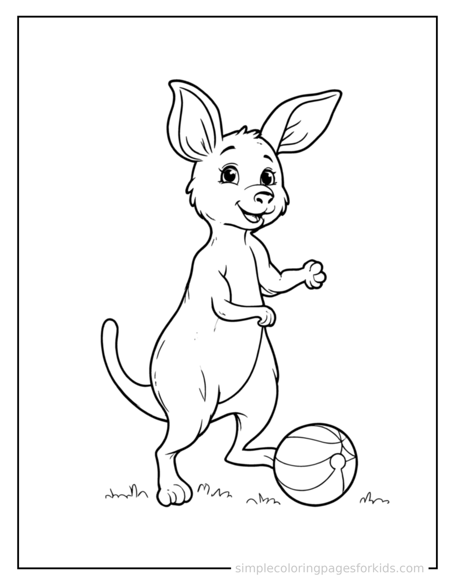 Playing with a Ball Kangaroo Coloring Page