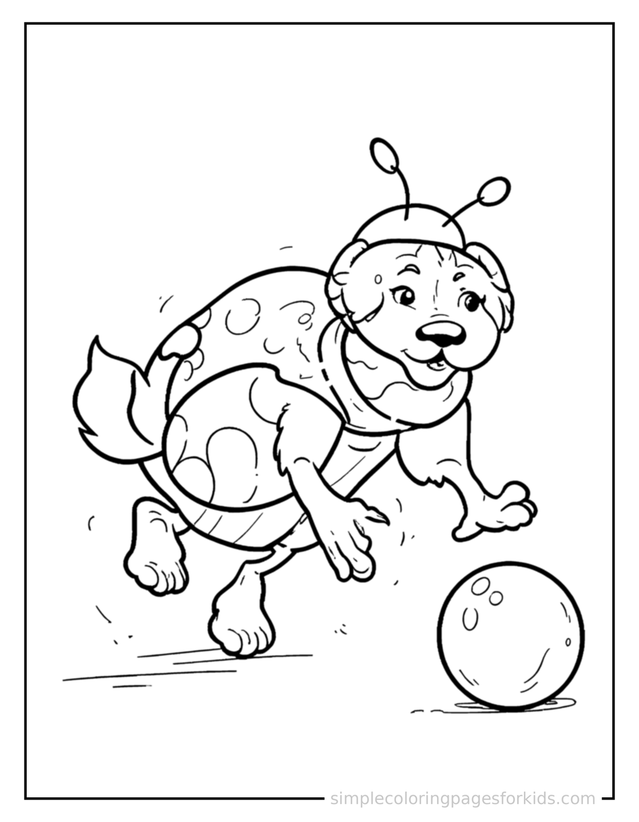 Playing with a Ball Ladybug Coloring Page