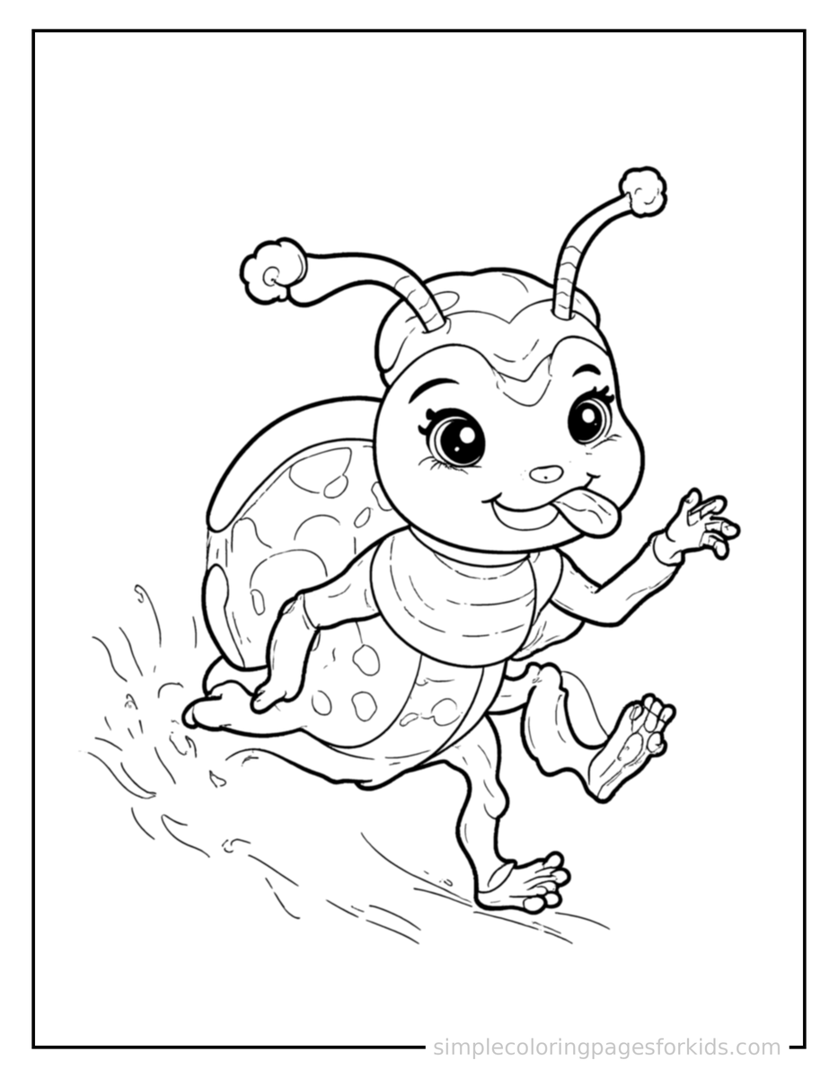 Running Ladybug Coloring Page