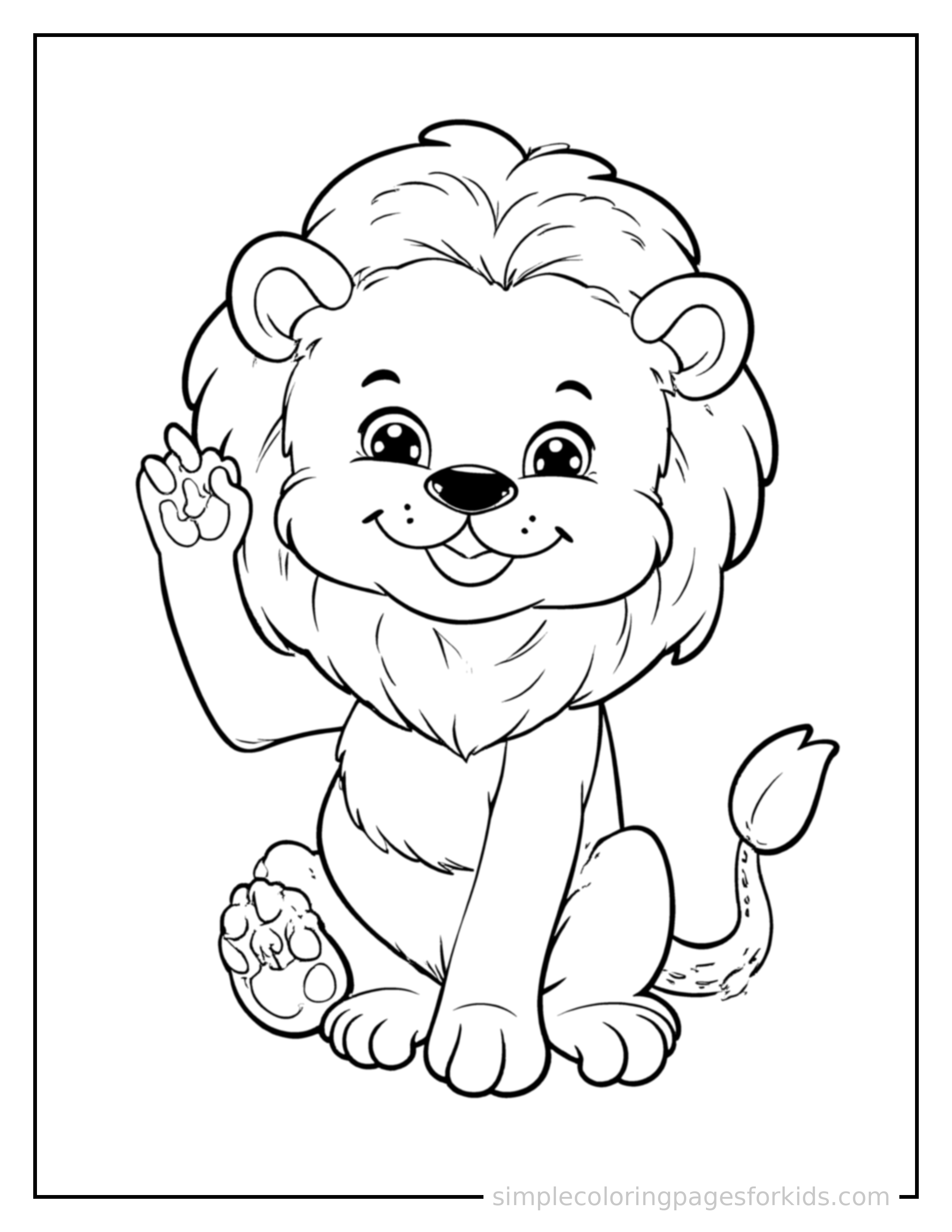 Printable lion coloring page for kids