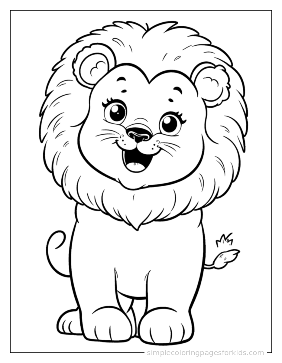 Printable lion coloring page for kids
