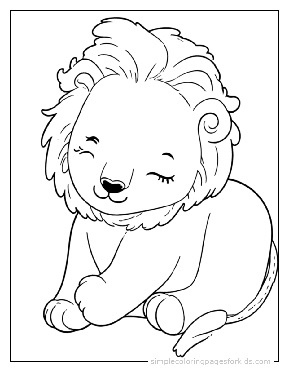 Printable lion coloring page for kids