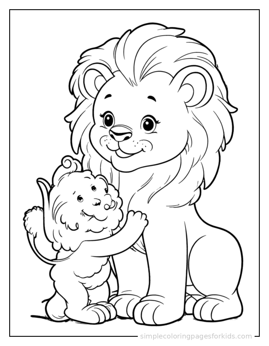 Printable lion coloring page for kids