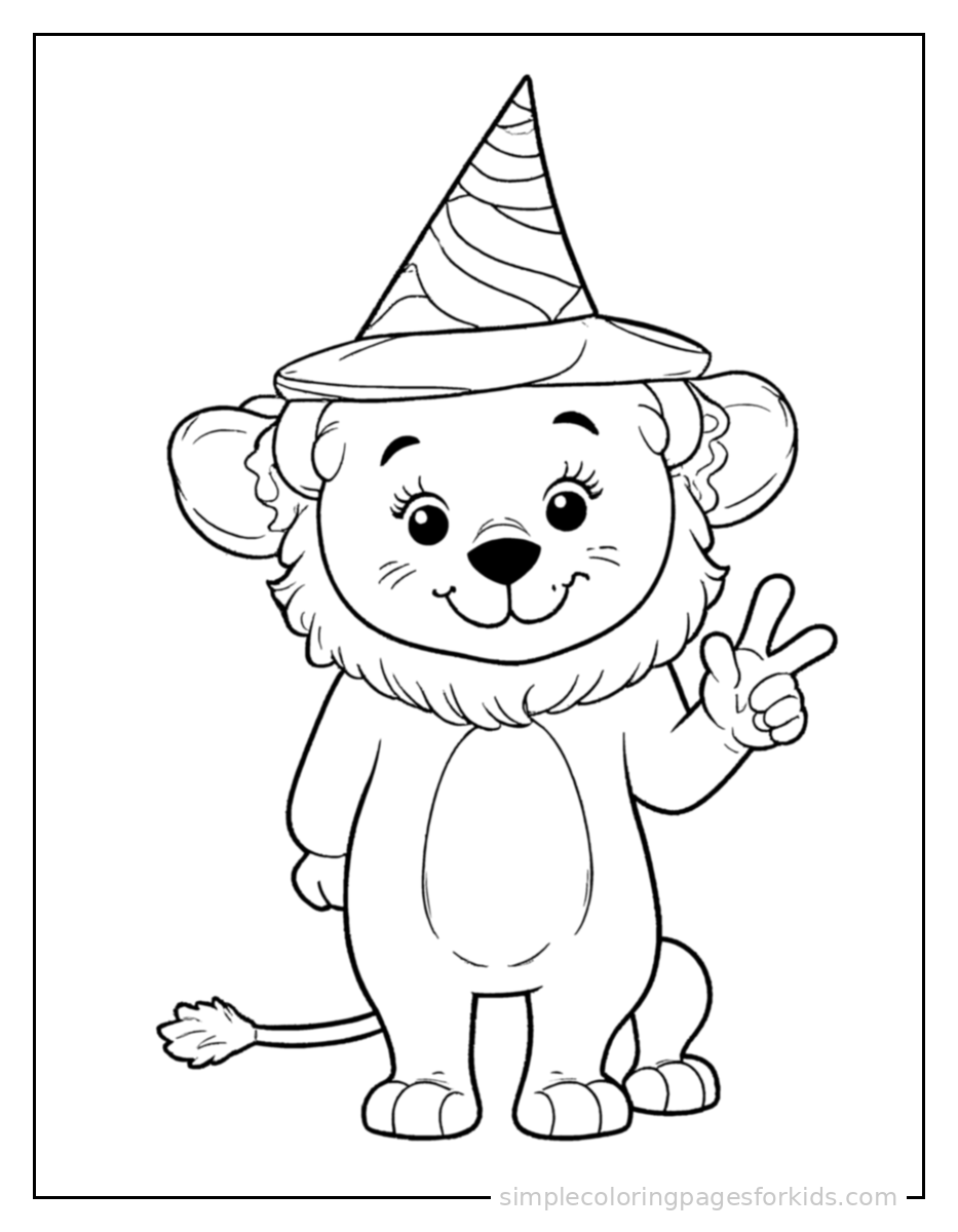 Printable lion coloring page for kids