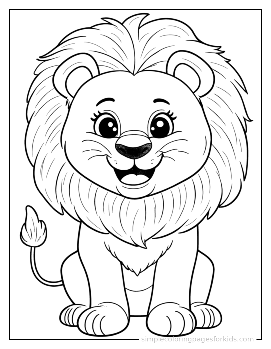 Printable lion coloring page for kids
