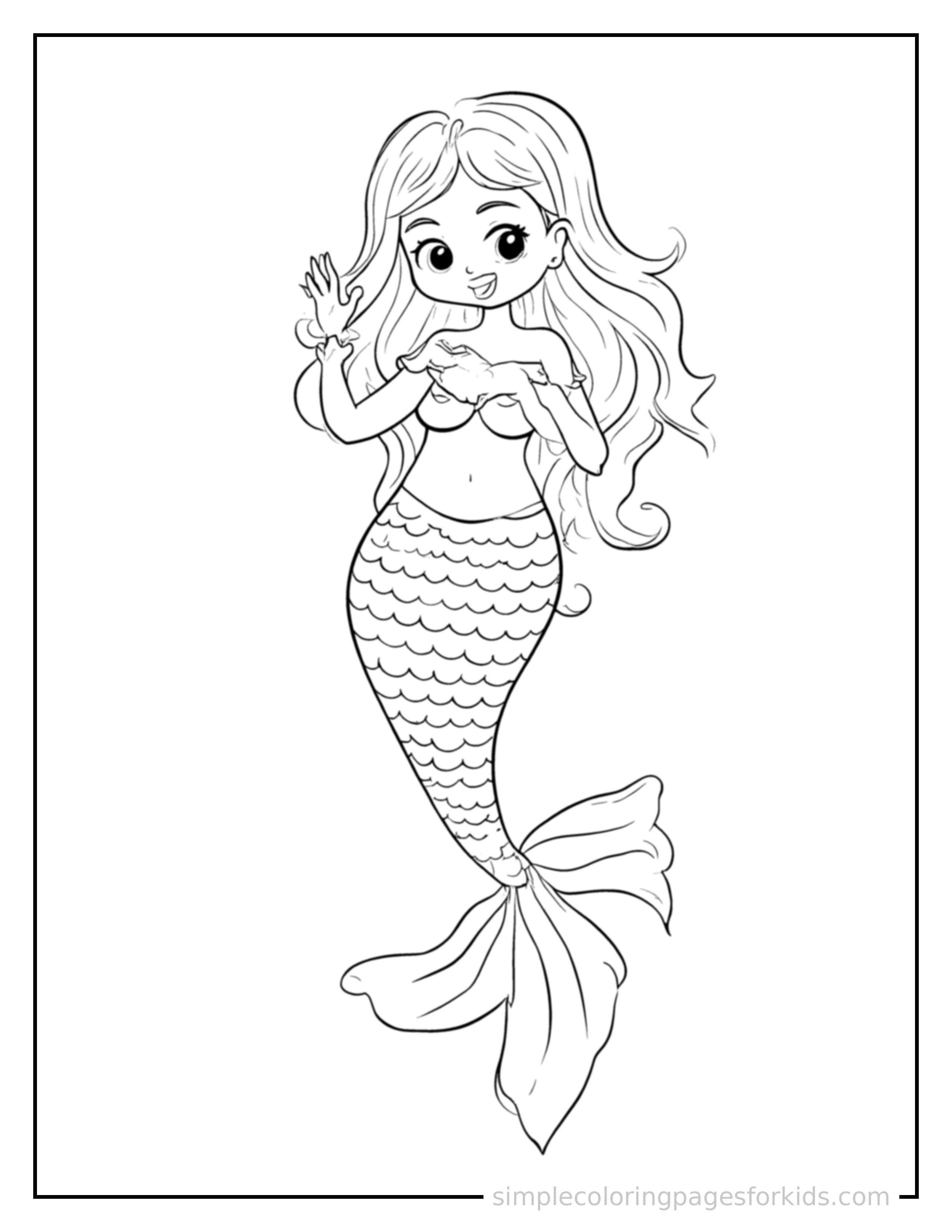 Printable mermaid coloring page for kids