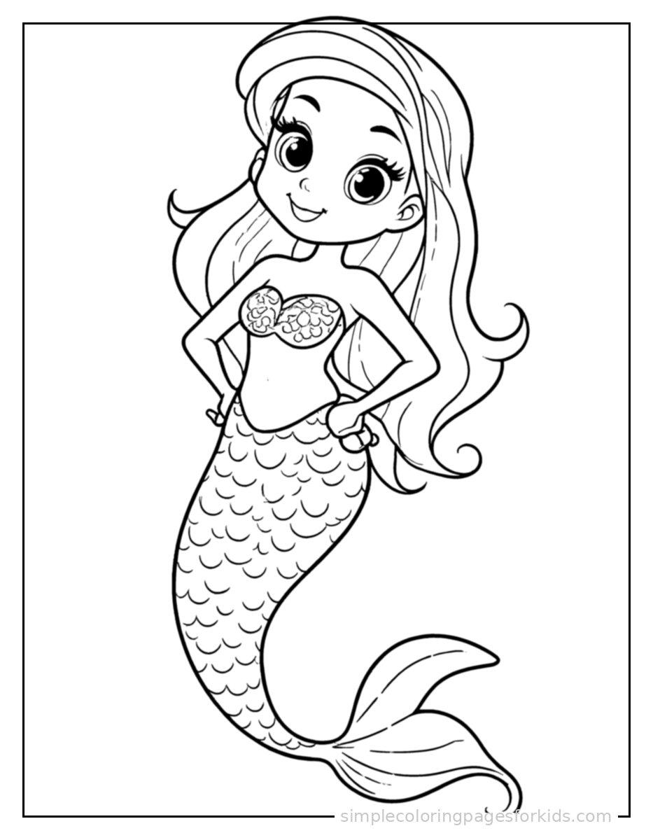 Printable mermaid coloring page for kids