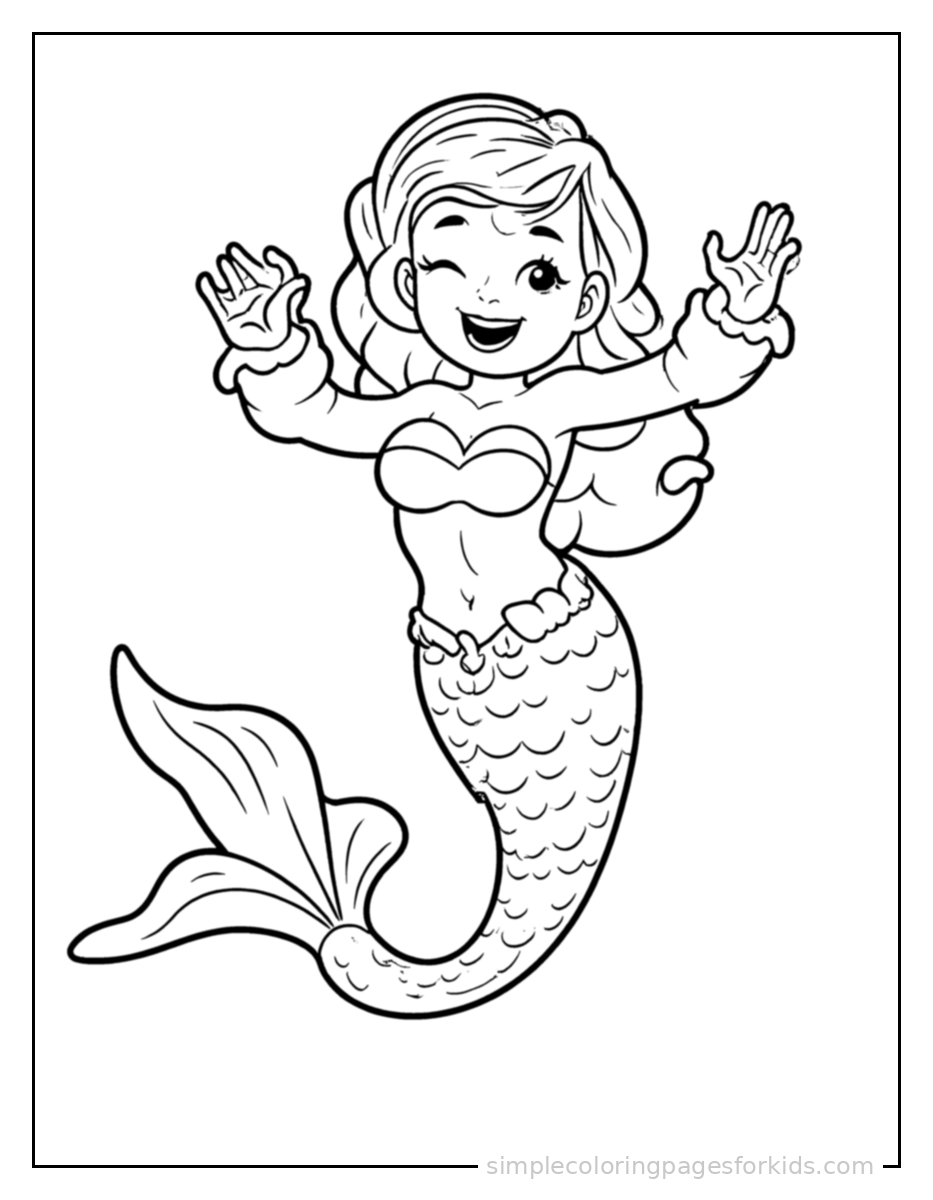 Printable mermaid coloring page for kids