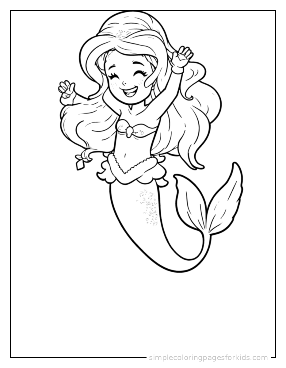 Printable mermaid coloring page for kids