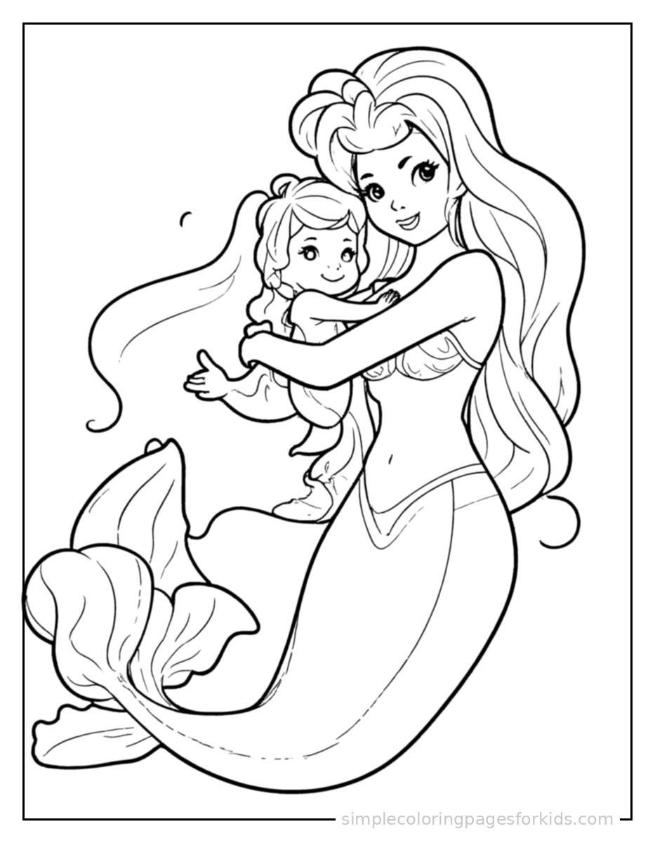 Printable mermaid coloring page for kids
