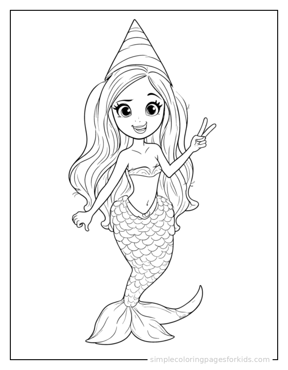 Printable mermaid coloring page for kids