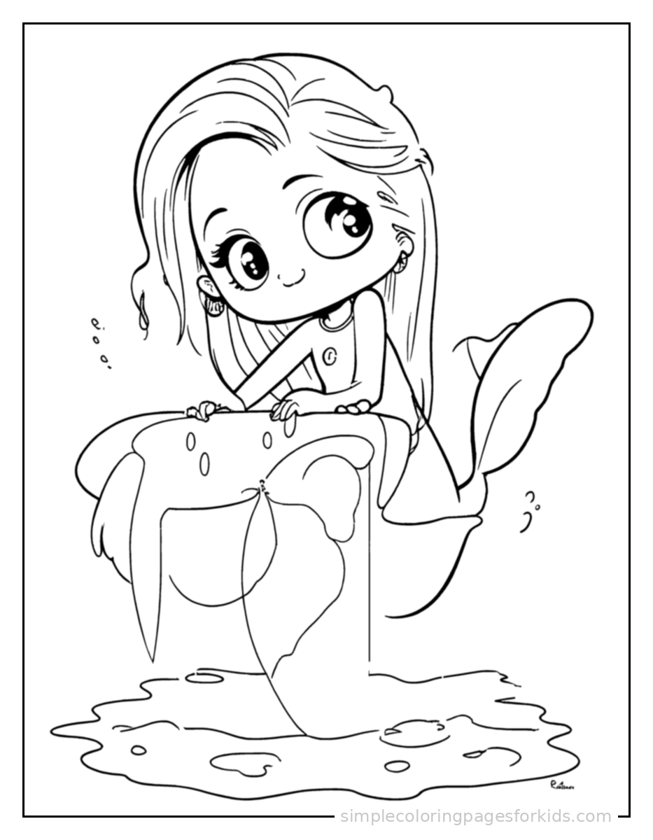 Printable mermaid coloring page for kids