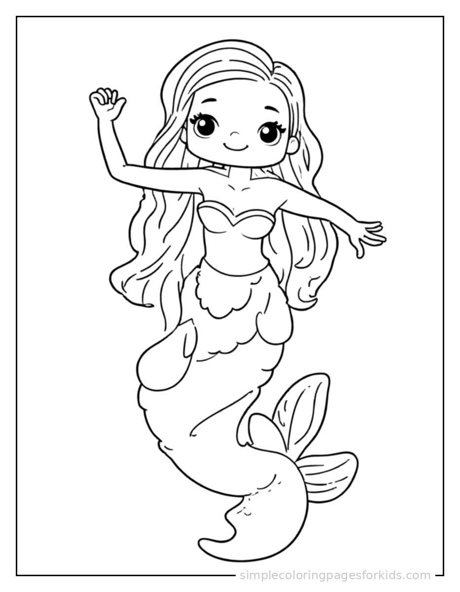 Printable mermaid coloring page for kids