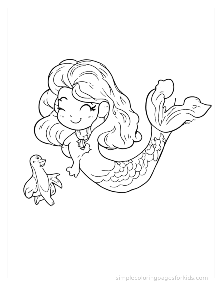 Printable mermaid coloring page for kids